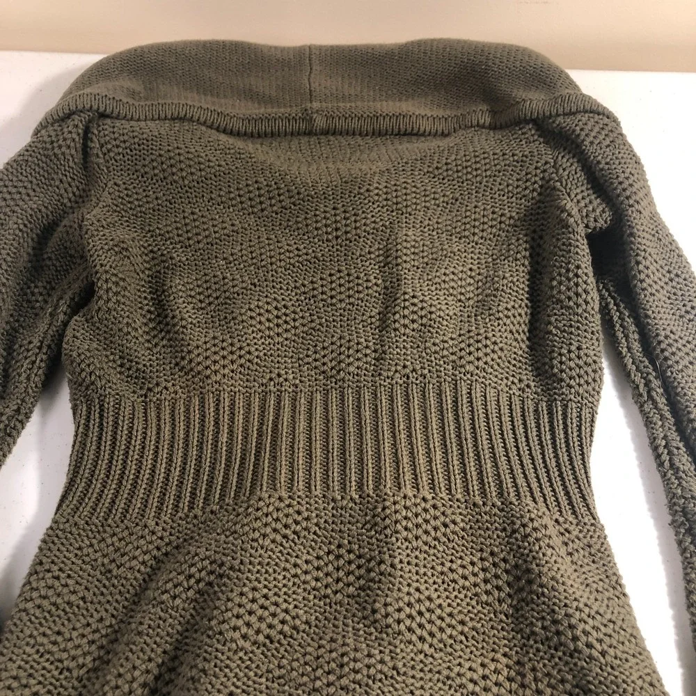 Eddie Bauer Womens Crochet Cardigan Green Lagenlook Cottagecore Cabincore Cozy - Picture 4 of 8